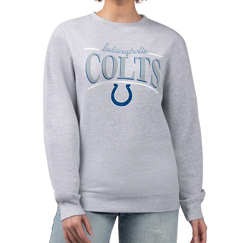 Indianapolis Colts Starter Women's Arch Stripe Fleece Pullover Sweatshirt Gray - NFL