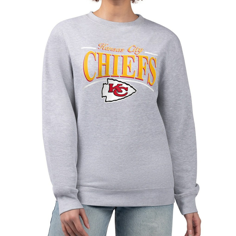 Kansas City Chiefs Starter Women's Arch Stripe Fleece Pullover Sweatshirt Gray - NFL