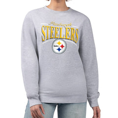 Pittsburgh Steelers Starter Women's Arch Stripe Fleece Pullover Sweatshirt Gray - NFL