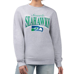 Seattle Seahawks Starter Women's Throwback Arch Stripe Fleece Pullover Sweatshirt Gray - NFL