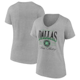Dallas Stars - Women's Retro Script V-Neck T-Shirt Gray