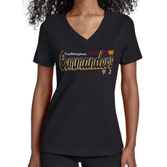 Washington Commanders Starter Women's Groovy Script V-Neck T-Shirt Black - NFL