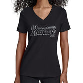 Las Vegas Raiders Starter Women's Groovy Script V-Neck T-Shirt Black - NFL