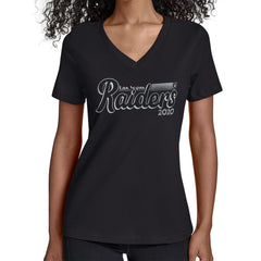 Las Vegas Raiders Starter Women's Groovy Script V-Neck T-Shirt Black - NFL