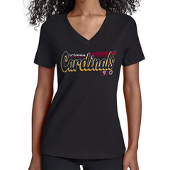 Arizona Cardinals Starter Women's Groovy Script V-Neck T-Shirt Black - NFL