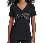 New Orleans Saints Starter Women's Groovy Script V-Neck T-Shirt Black - NFL