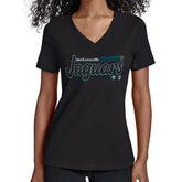 Jacksonville Jaguars Starter Women's Groovy Script V-Neck T-Shirt Black - NFL
