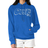 Indianapolis Colts Starter Women's Groovy Script Pullover Hoodie Royal - NFL