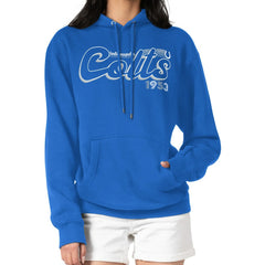 Indianapolis Colts Starter Women's Groovy Script Pullover Hoodie Royal - NFL