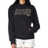 New Orleans Saints Starter Women's Groovy Script Pullover Hoodie Black - NFL