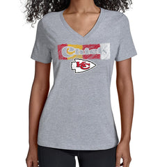Kansas City Chiefs Starter Women's Color Shading V-Neck T-Shirt Gray - NFL