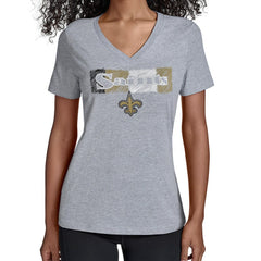 New Orleans Saints Starter Women's Color Shading V-Neck T-Shirt Gray - NFL