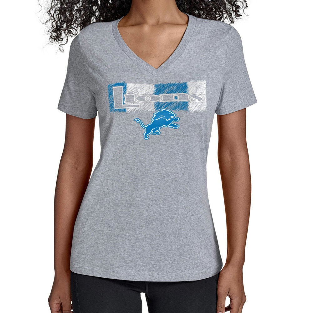 Detroit Lions Starter Women's Color Shading V-Neck T-Shirt Gray - NFL