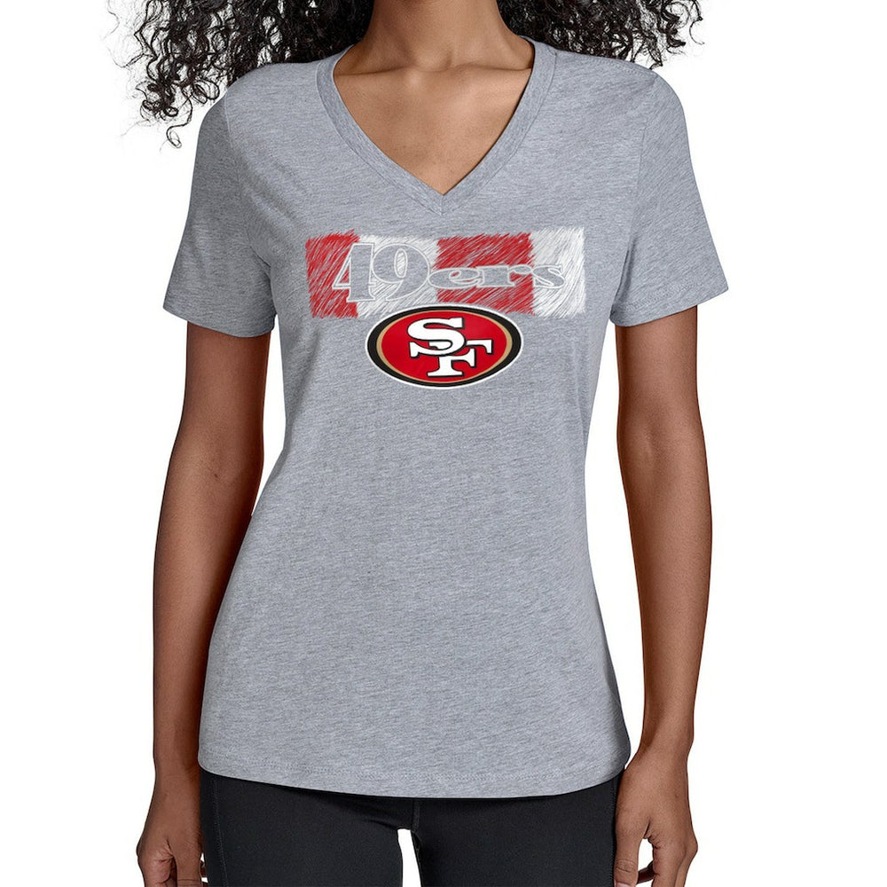 San Francisco 49ers Starter Women's Color Shading V-Neck T-Shirt Gray - NFL
