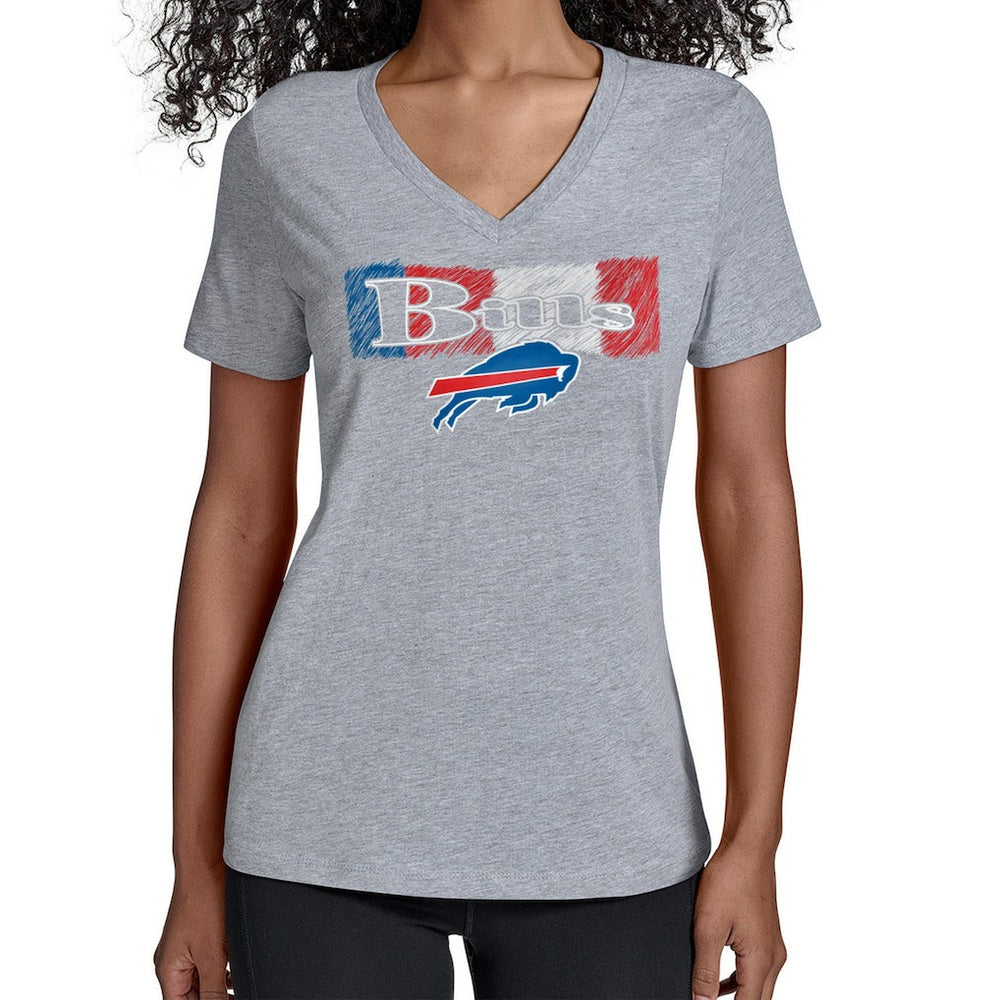 Buffalo Bills Starter Women's Color Shading V-Neck T-Shirt Gray - NFL