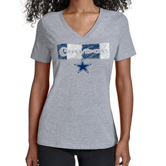 Dallas Cowboys Starter Women's Color Shading V-Neck T-Shirt Gray - NFL