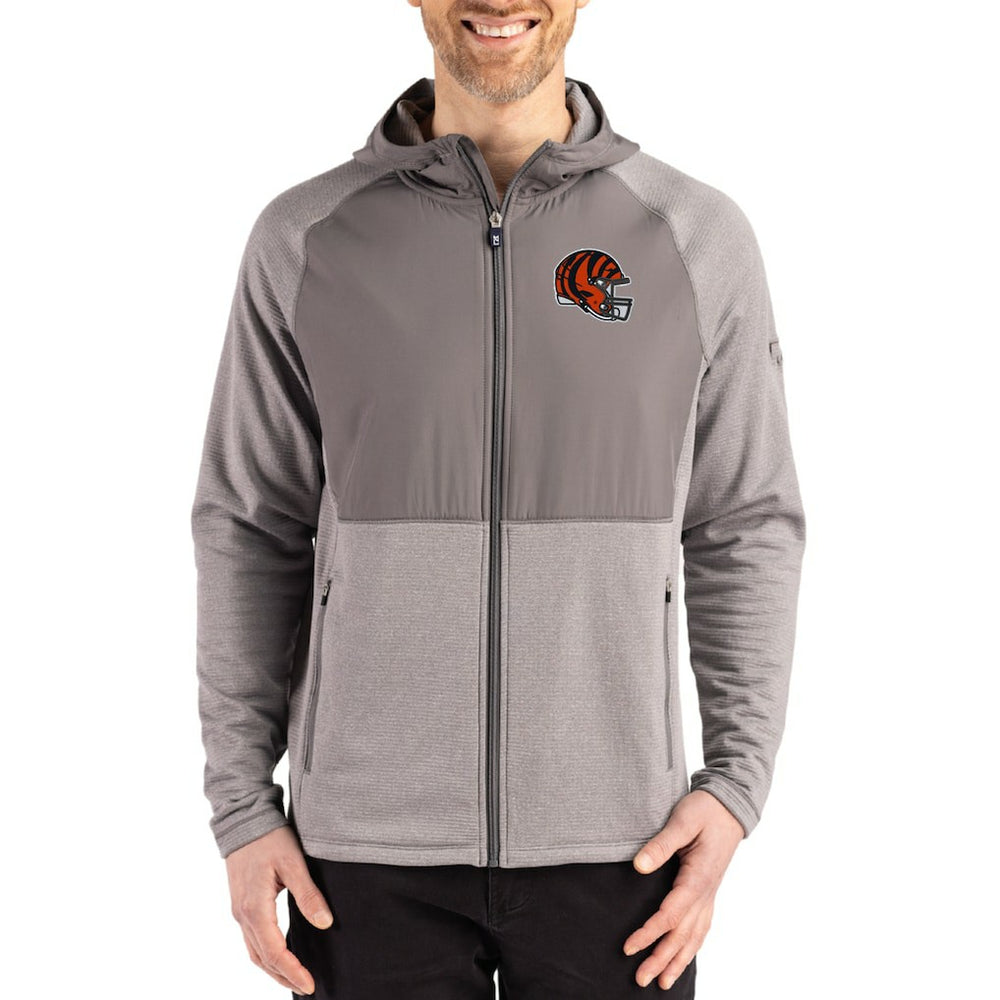 Cincinnati Bengals Cutter & Buck Peshastin Eco Fleece Recycled Raglan Full-Zip Tri-Blend Hybrid Jacket Heather Gray - NFL