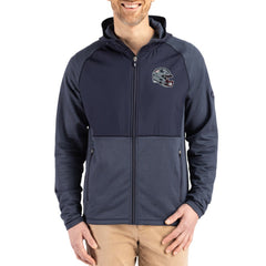 New England Patriots Cutter & Buck Peshastin Eco Fleece Recycled Raglan Full-Zip Tri-Blend Hybrid Jacket Heather Navy - NFL