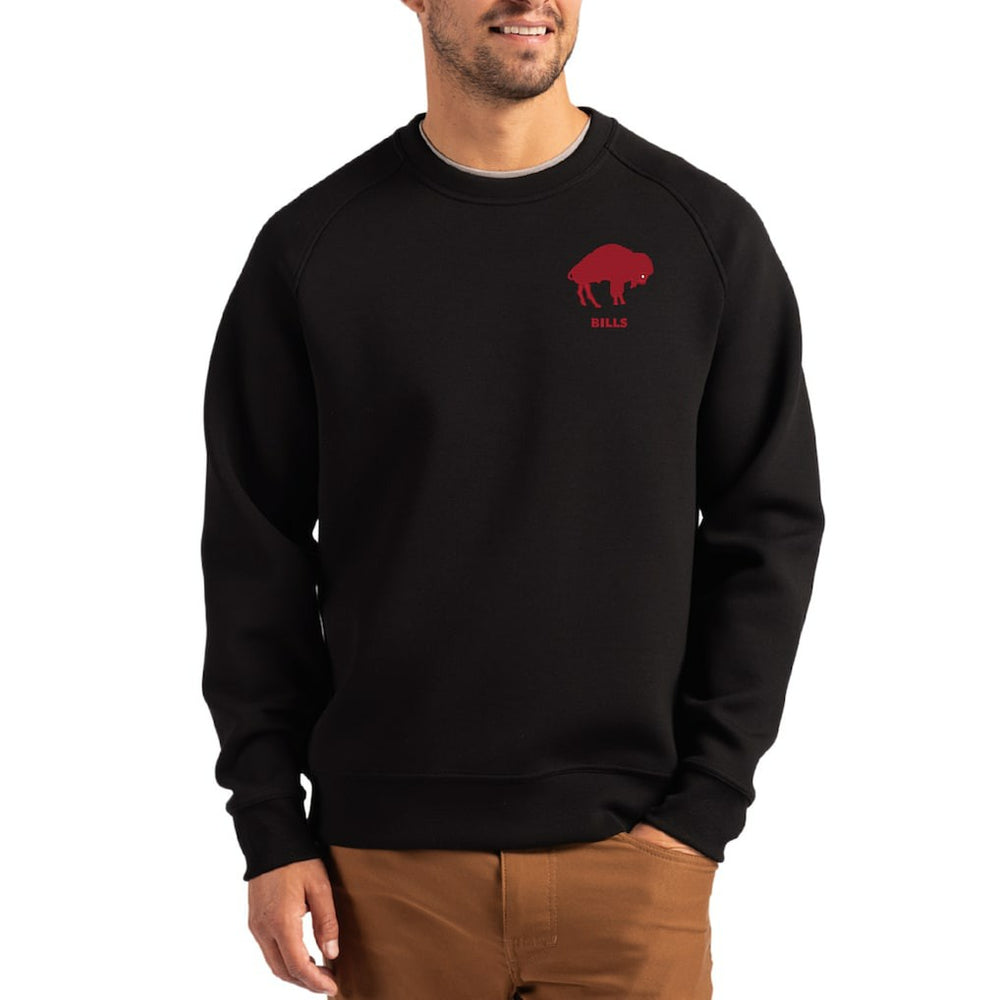 Buffalo Bills Cutter & Buck Throwback Roam Recycled Raglan Pullover Sweatshirt Black - NFL