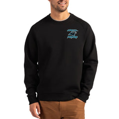 Carolina Panthers Cutter & Buck Throwback Roam Recycled Raglan Pullover Sweatshirt Black - NFL