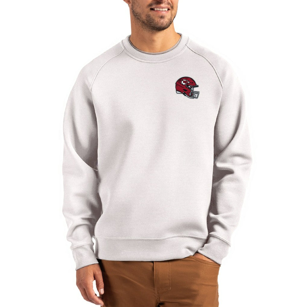 Kansas City Chiefs Cutter & Buck Helmet Roam Recycled Raglan Pullover Sweatshirt Gray - NFL
