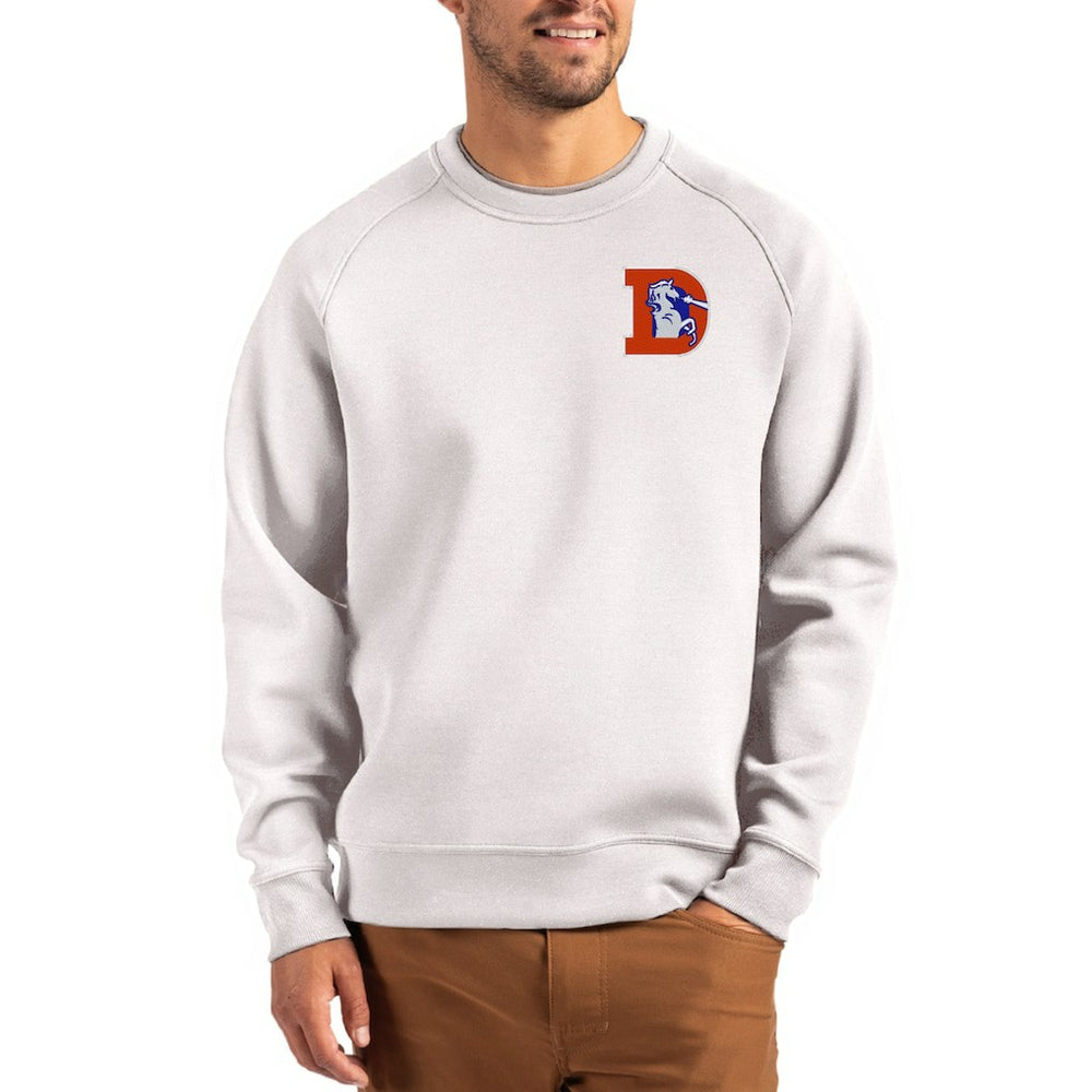 Denver Broncos Cutter & Buck Throwback Roam Recycled Raglan Pullover Sweatshirt Gray - NFL