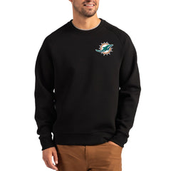 Miami Dolphins Cutter & Buck Primary Logo Roam Recycled Raglan Pullover Sweatshirt Black - NFL