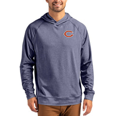 Chicago Bears Cutter & Buck Adapt Knit Recycled Raglan Pullover Hoodie Heather Navy - NFL