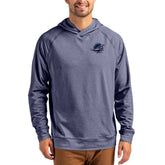Miami Dolphins Cutter & Buck Adapt Americana Knit Recycled Raglan Pullover Hoodie Heather Navy - NFL