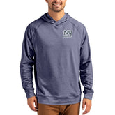 New York Giants Cutter & Buck Adapt Historic Knit Recycled Raglan Pullover Hoodie Heather Navy - NFL