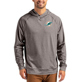 Miami Dolphins Cutter & Buck Adapt Historic Knit Recycled Raglan Pullover Hoodie Heather Gray - NFL