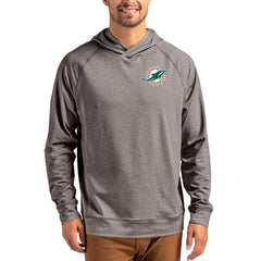 Miami Dolphins Cutter & Buck Adapt Historic Knit Recycled Raglan Pullover Hoodie Heather Gray - NFL