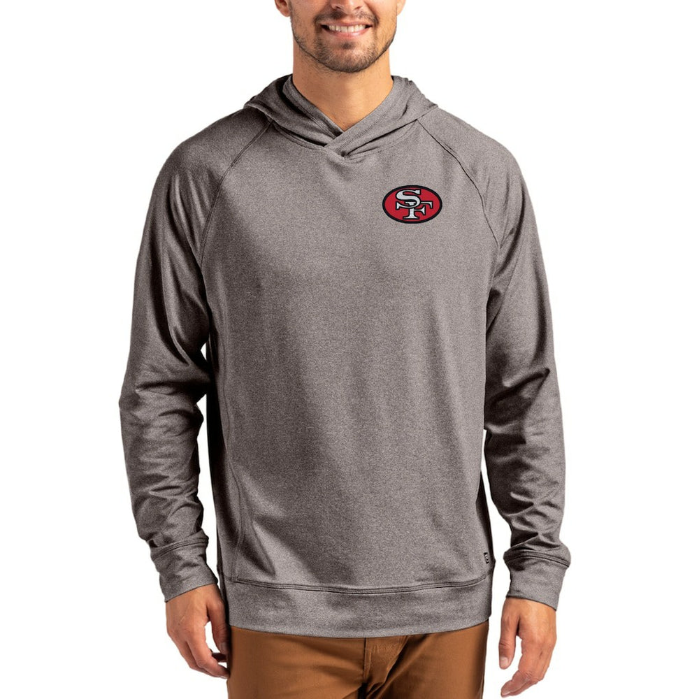 San Francisco 49ers Cutter & Buck Adapt Historic Knit Recycled Raglan Pullover Hoodie Heather Gray - NFL