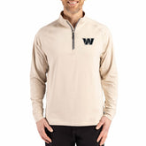 Washington Commanders Cutter & Buck Adapt Eco Knit Stretch Recycled Quarter-Zip Pullover Tan - NFL