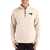 New England Patriots Cutter & Buck Adapt Eco Knit Stretch Recycled Quarter-Zip Pullover Tan - NFL