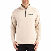 New Orleans Saints Cutter & Buck Adapt Eco Knit Stretch Recycled Quarter-Zip Pullover Tan - NFL