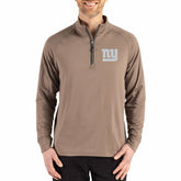 New York Giants Cutter & Buck Adapt Eco Knit Stretch Recycled Quarter-Zip Pullover Brown - NFL