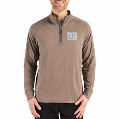 New York Giants Cutter & Buck Adapt Eco Knit Stretch Recycled Quarter-Zip Pullover Brown - NFL