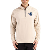 Indianapolis Colts Cutter & Buck Throwback Logo Adapt Eco Knit Stretch Recycled Quarter-Zip Pullover Tan - NFL