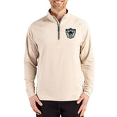 Las Vegas Raiders Cutter & Buck Adapt Eco Knit Stretch Recycled Quarter-Zip Pullover Tan - NFL