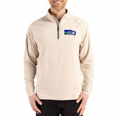 Seattle Seahawks Cutter & Buck Adapt Eco Knit Stretch Recycled Quarter-Zip Pullover Tan - NFL