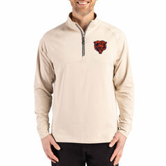 Chicago Bears Cutter & Buck Adapt Eco Knit Stretch Recycled Quarter-Zip Pullover Tan - NFL