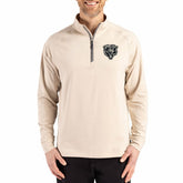 Chicago Bears Cutter & Buck Adapt Eco Knit Stretch Recycled Quarter-Zip Pullover Tan - NFL