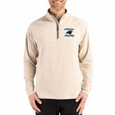 Carolina Panthers Cutter & Buck Throwback Logo Adapt Eco Knit Stretch Recycled Quarter-Zip Pullover Tan - NFL