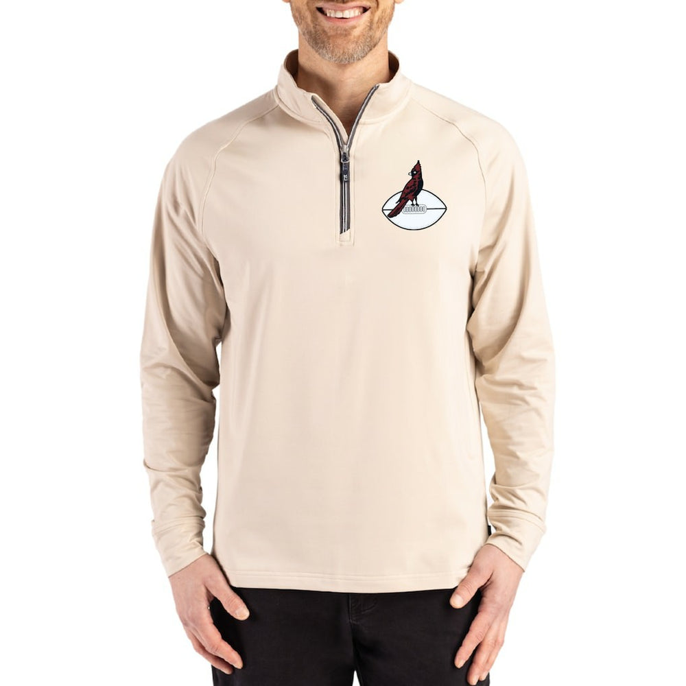 Arizona Cardinals Cutter & Buck Throwback Logo Adapt Eco Knit Stretch Recycled Quarter-Zip Pullover Tan - NFL