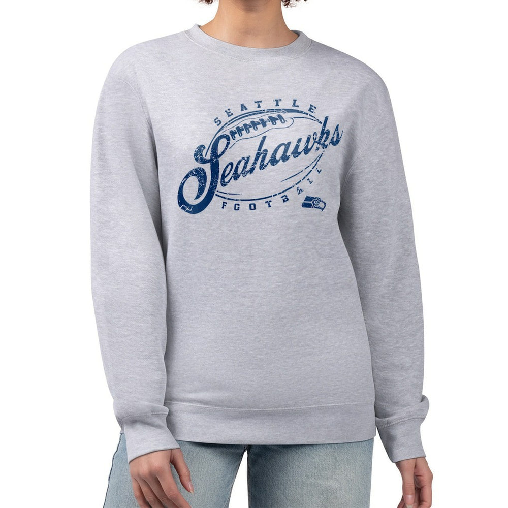 Seattle Seahawks G-III 4Her by Carl Banks Women's Distressed Graphics Fleece Pullover Sweatshirt Gray - NFL