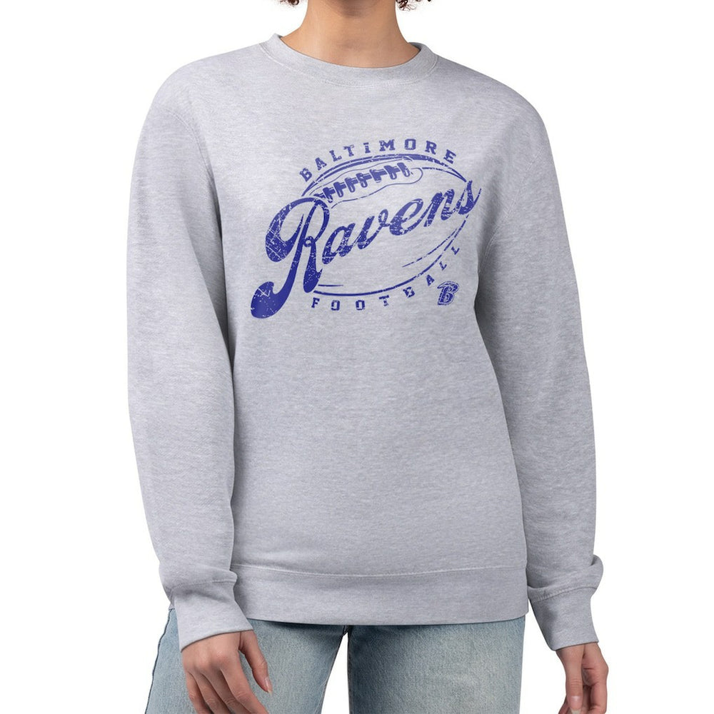 Baltimore Ravens G-III 4Her by Carl Banks Women's Distressed Graphics Fleece Pullover Sweatshirt Gray - NFL