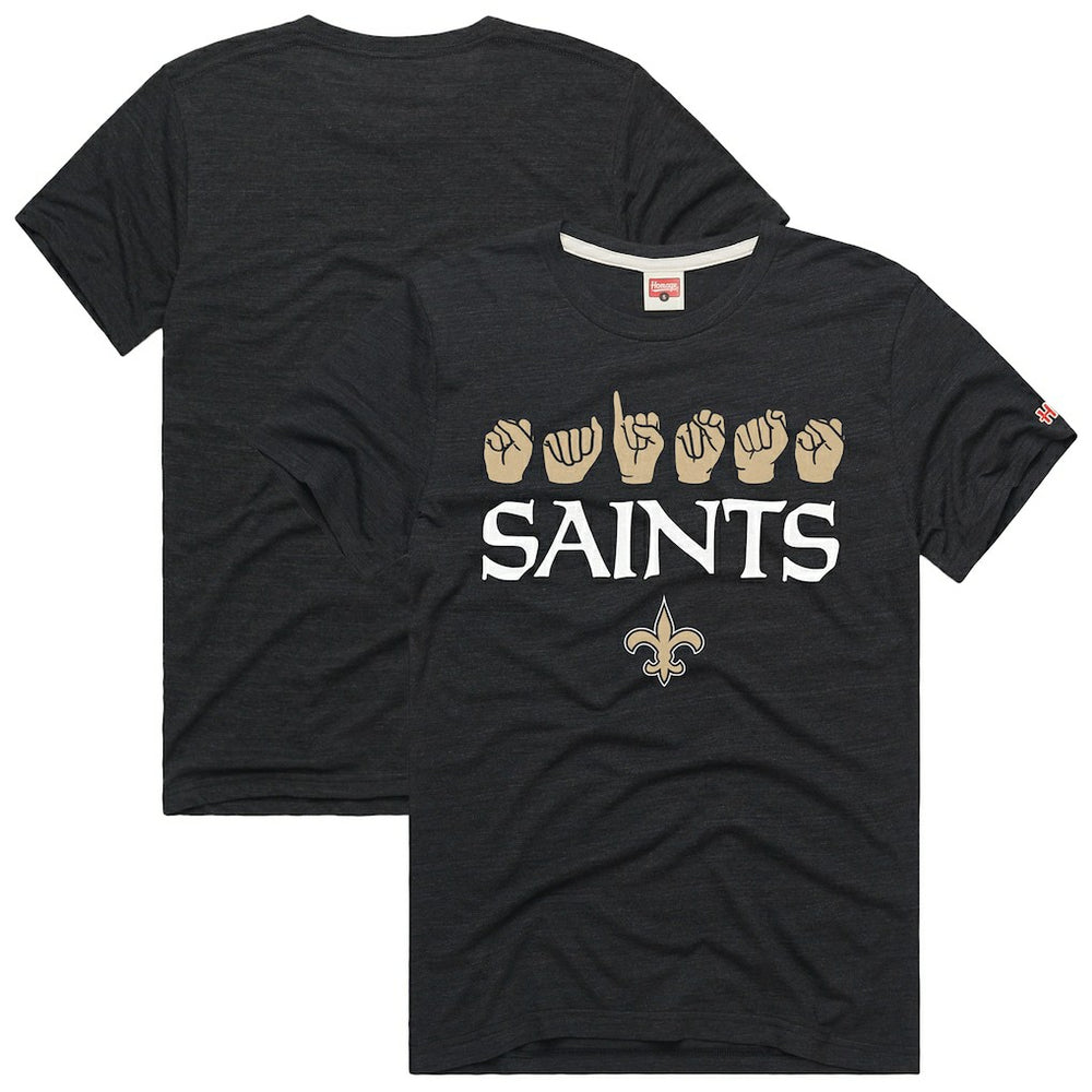 New Orleans Saints Homage Unisex NFL ASL Collection by Love Sign Tri-Blend T-Shirt Black - NFL