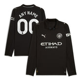 Puma Manchester City 2025/26 Away Replica Long Sleeve Custom Jerseys - Black
