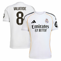 Adidas Federico Valverde Real Madrid 2025/26 Home Replica Jerseys - White